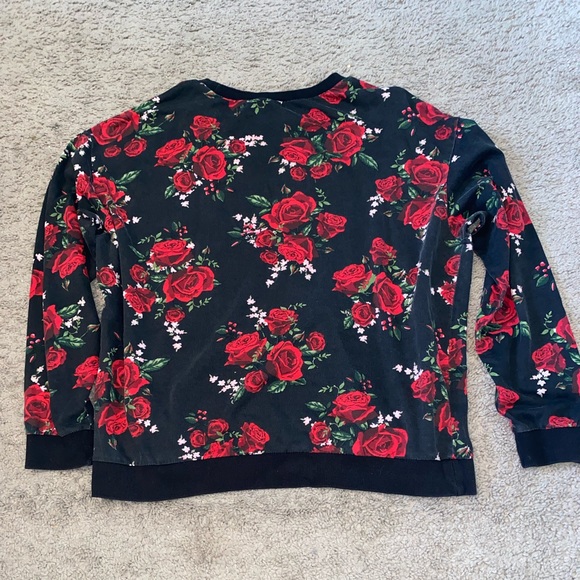 Black rose floral oversized long sleeve sweatshirt - Picture 2 of 3